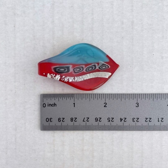 Art Glass Pendant Red Blue - Picture 2 of 5